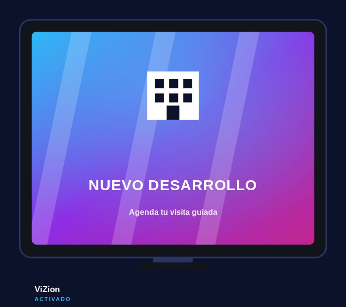 Concepto de sala de ventas de desarrollo inmobiliario activada con ViZion